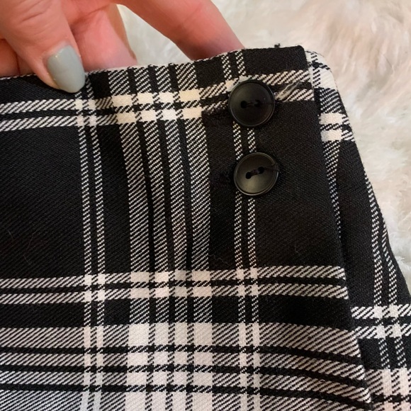 Vintage skirt black and white tartan plaid wrap style xs/s mini - Picture 3 of 11
